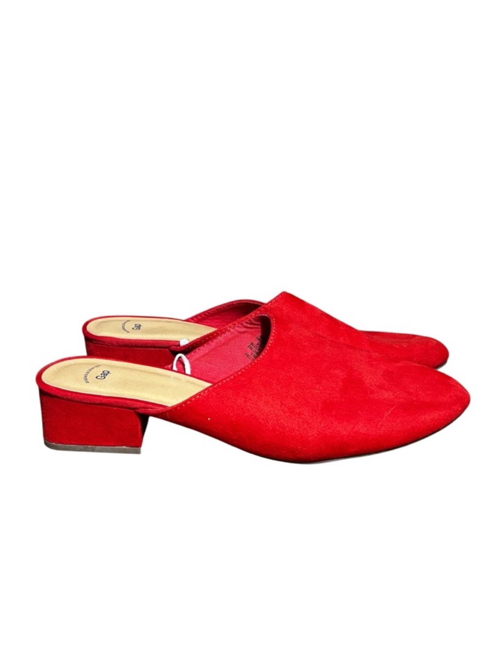 Gap brand cherry red faux suede mule heels with a stacked block heel. Women’s 8
